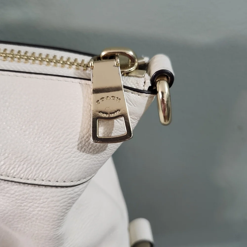 Coach Ivory Leather Tote with Gold Accents